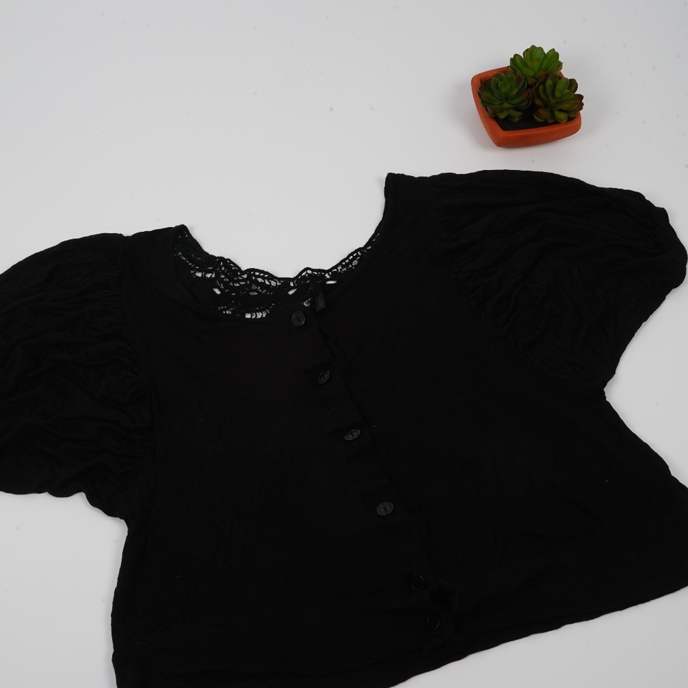 5/$25 - Black Button Down Lace Shirt